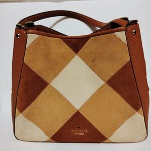 Kate Spade Tan and Cream Diamond Shoulder Bag